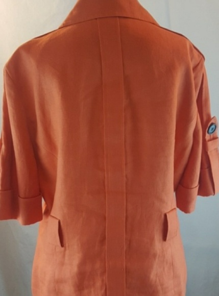 Orange Button Coat Anne Klein Short Sleeve - Picture 4 of 7